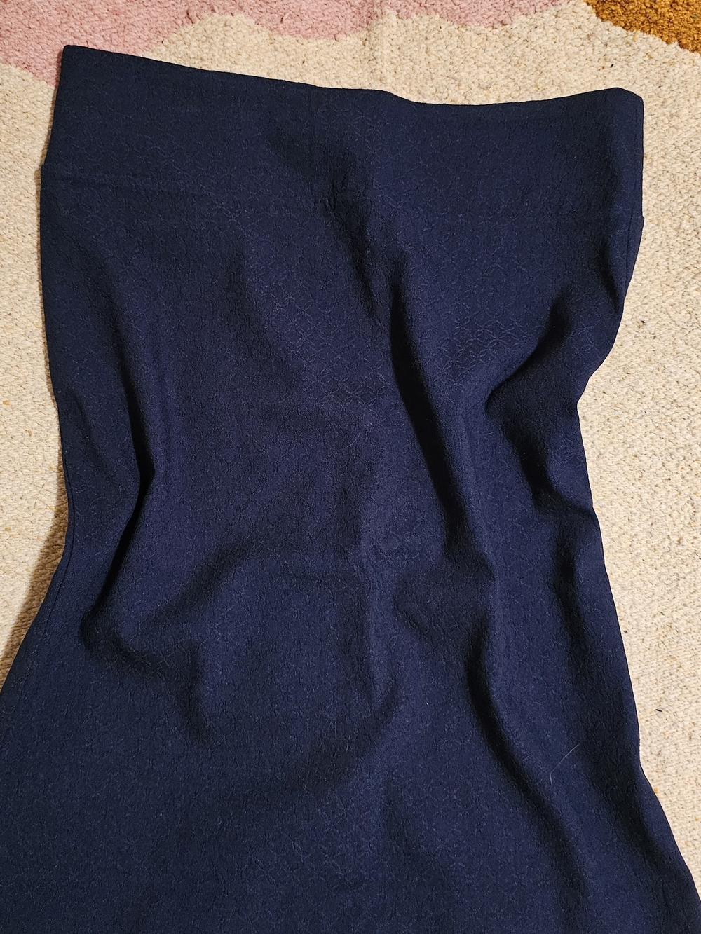Margaret M Navy Textured Skirt